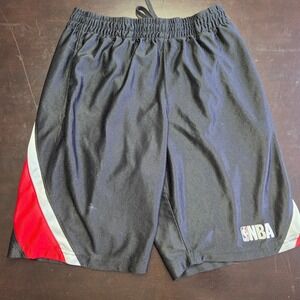 NBA Basketball Shorts Black Red White Stripe Men Size Medium Athletic Gym